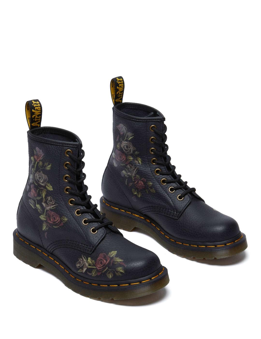 Bota mujer Dr. Martens Decayed Roses negro