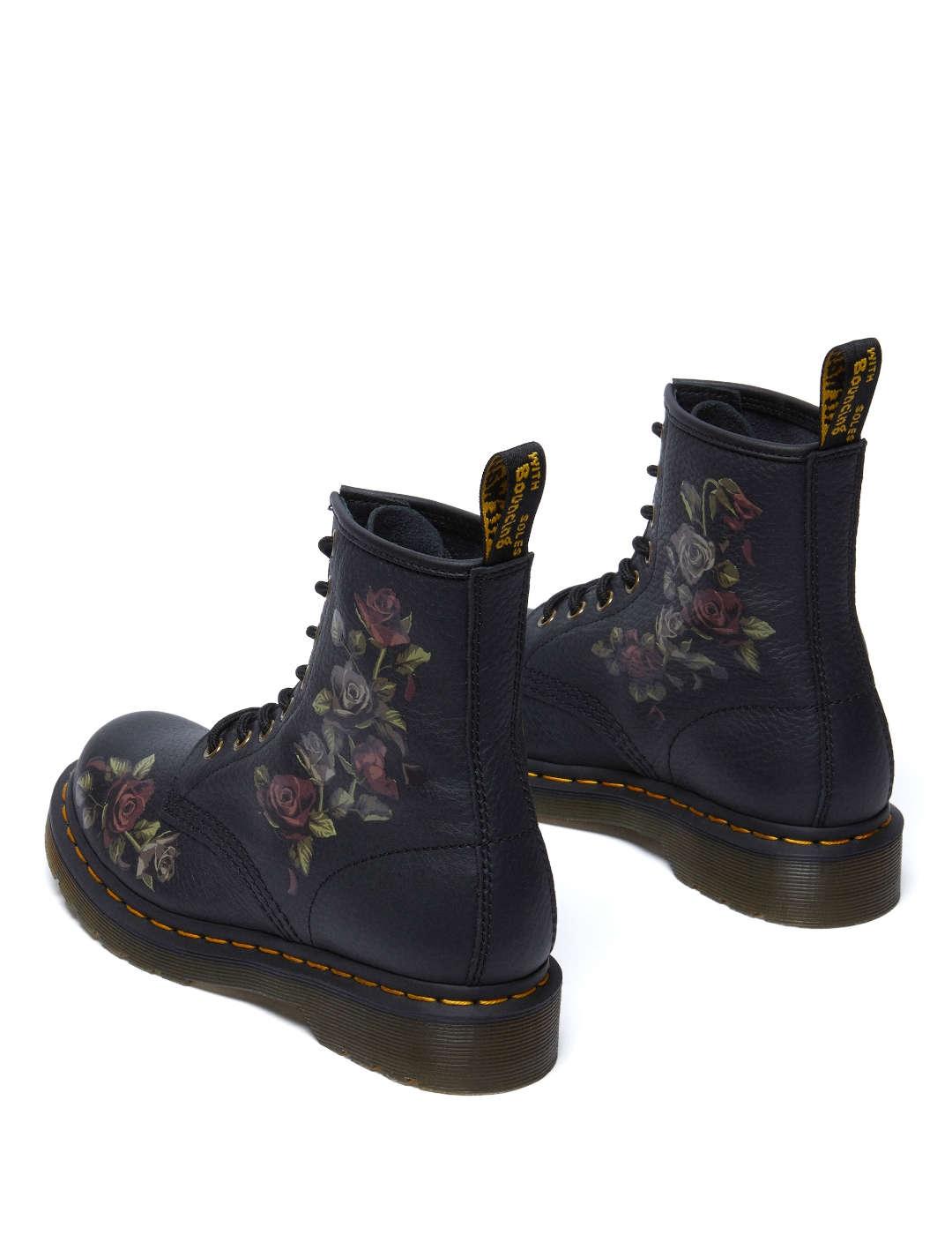 Bota mujer Dr. Martens Decayed Roses negro