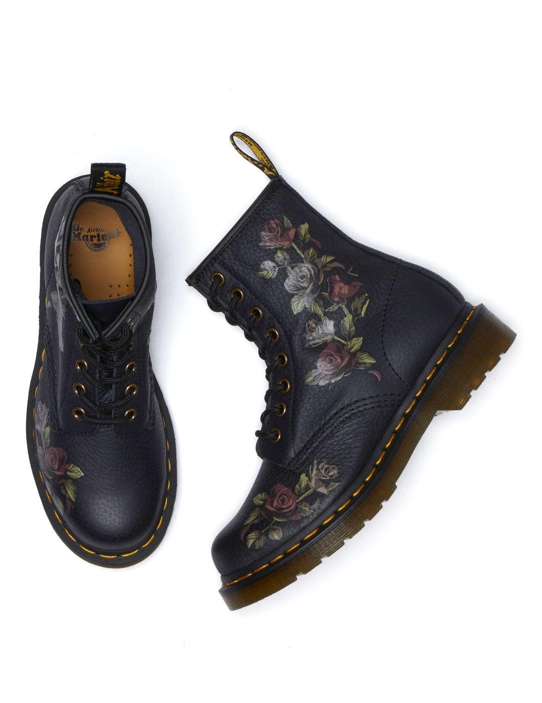 Bota mujer Dr. Martens Decayed Roses negro