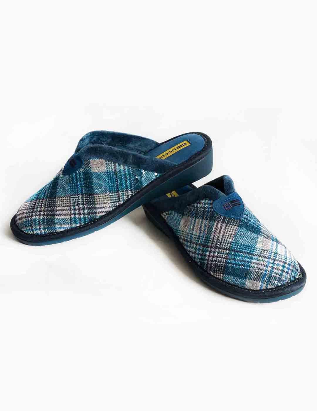 Zapatilla de casa mujer Nordikas london azul