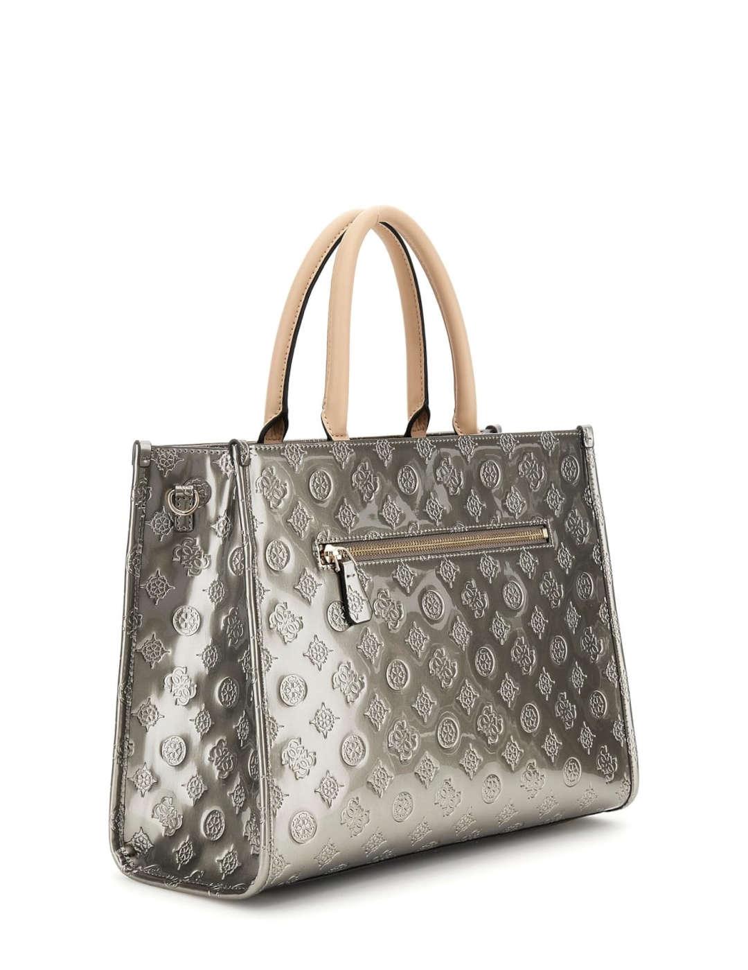 Bolso mujer Guess Arnela de mano logotipo 4G gris