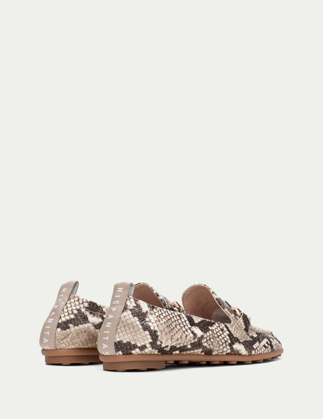Mocasín mujer Hispanitas Bombay Snake Pythón taupe