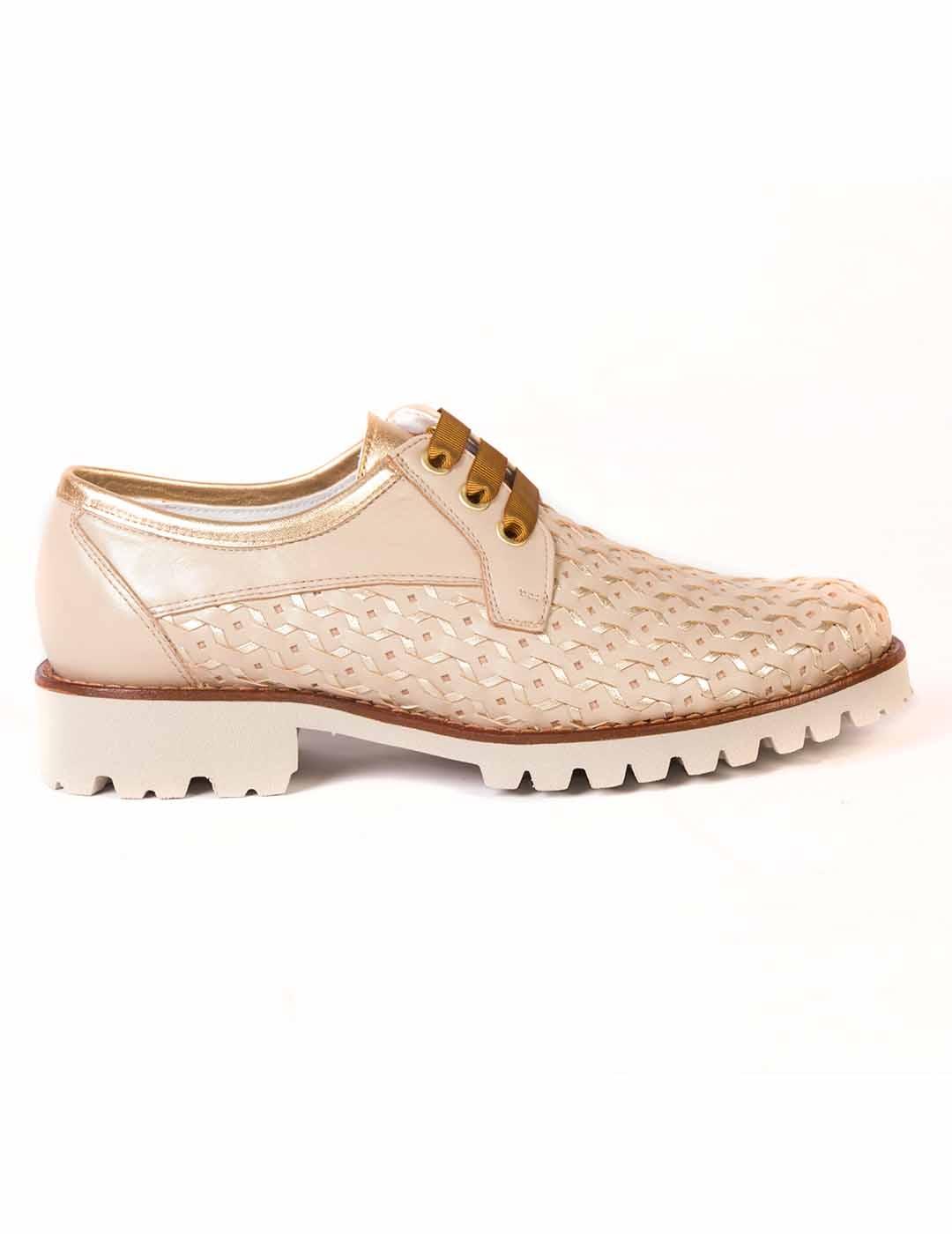 Zapato mujer Vitelo Pasados beige/platino