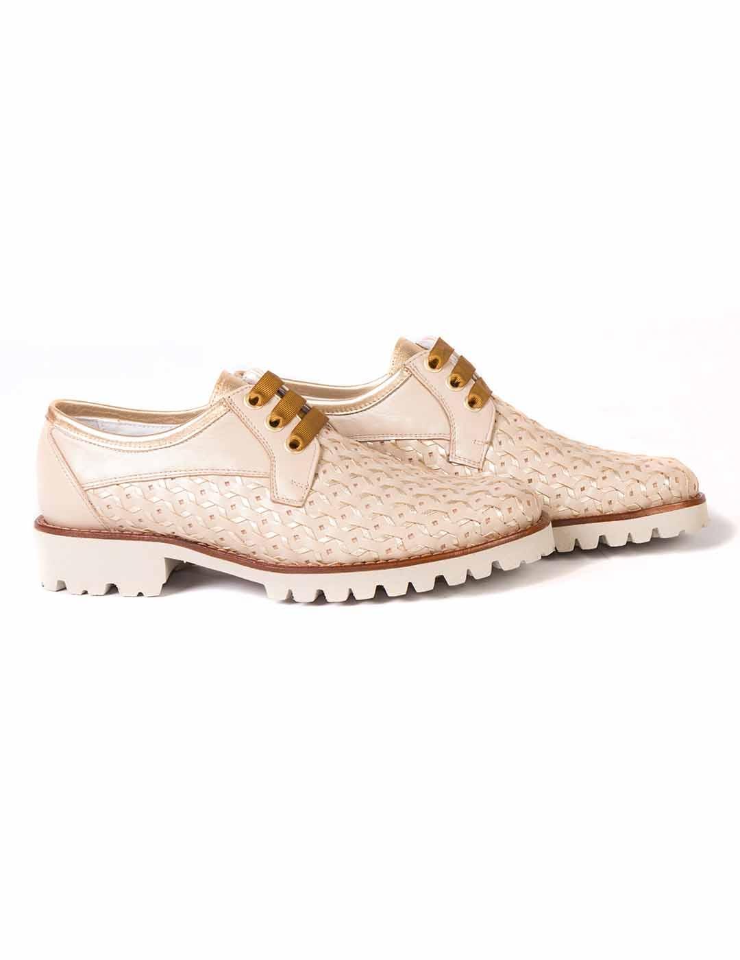 Zapato mujer Vitelo Pasados beige/platino