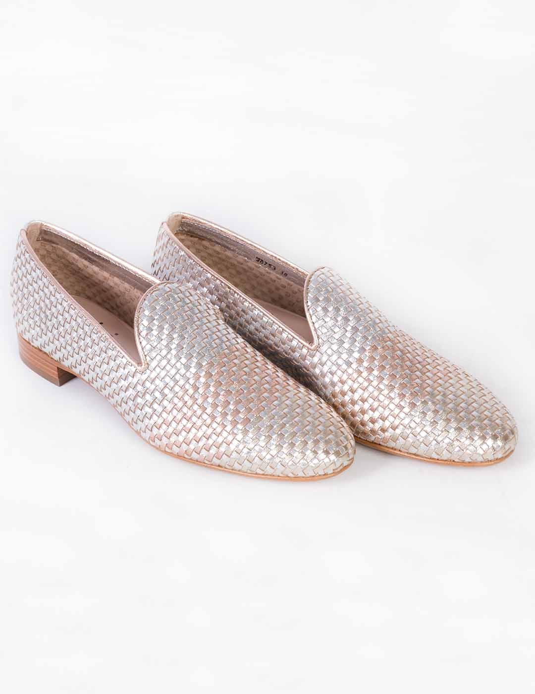 Mocasín mujer Pertini trenzado multi plata