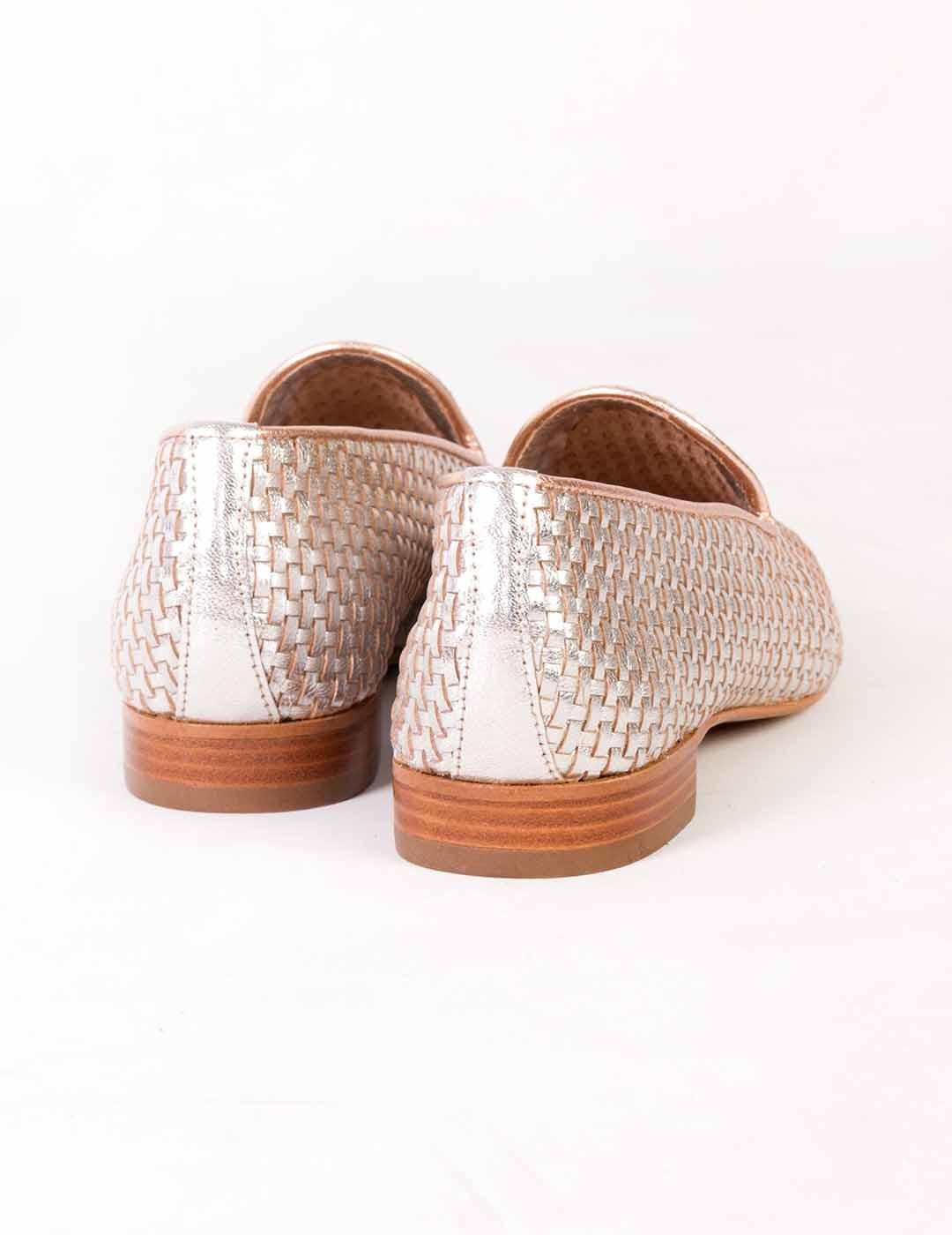 Mocasín mujer Pertini trenzado multi plata