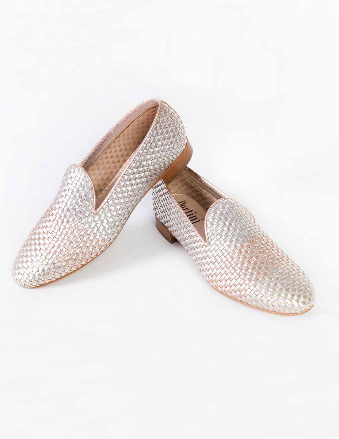 Mocasín mujer Pertini trenzado multi plata