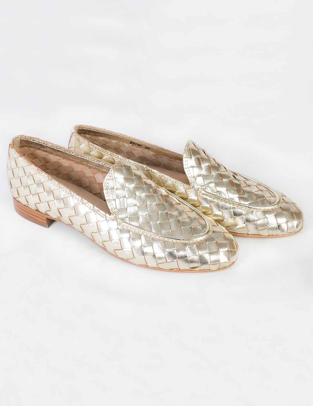 Mocasín mujer Pertini trenzado platino