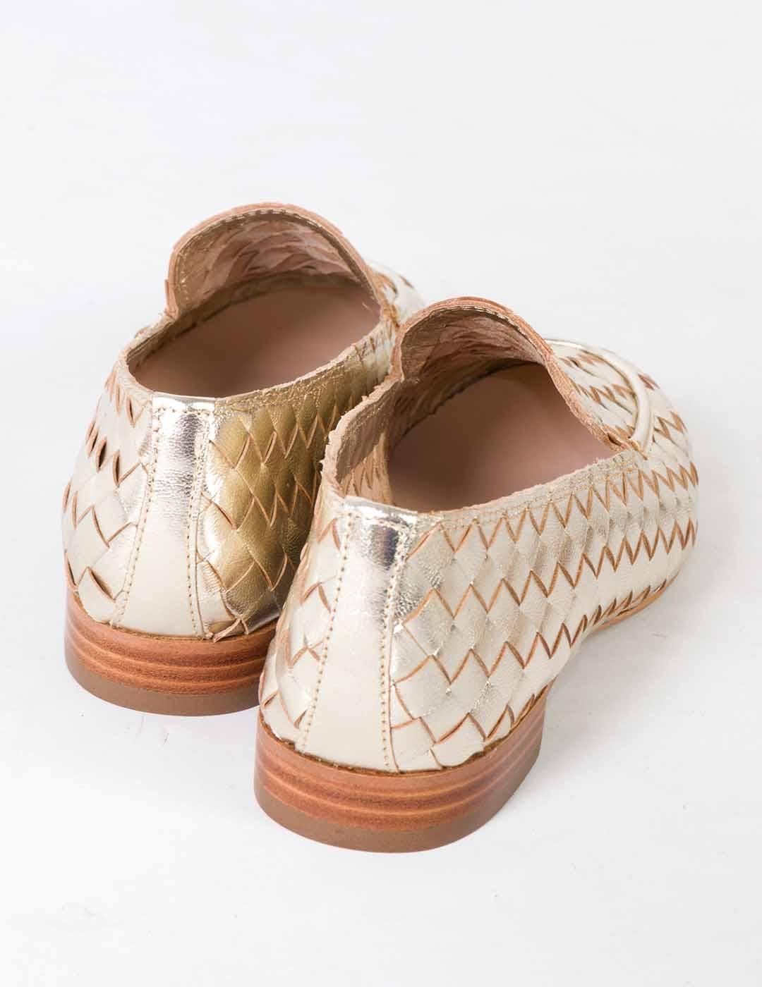 Mocasín mujer Pertini trenzado platino