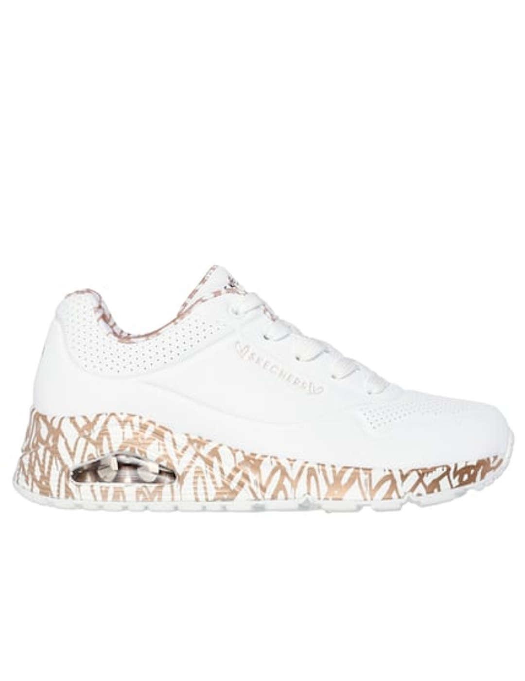 Deportivo mujer Skechers Uno Loving blanco/dorado