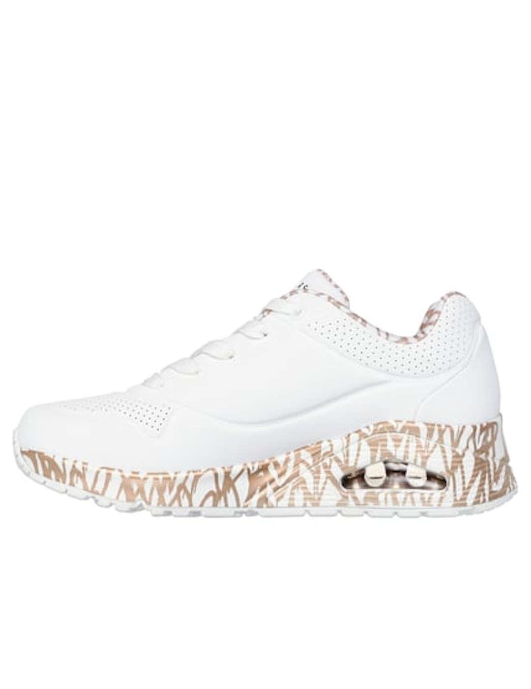 Deportivo mujer Skechers Uno Loving blanco/dorado