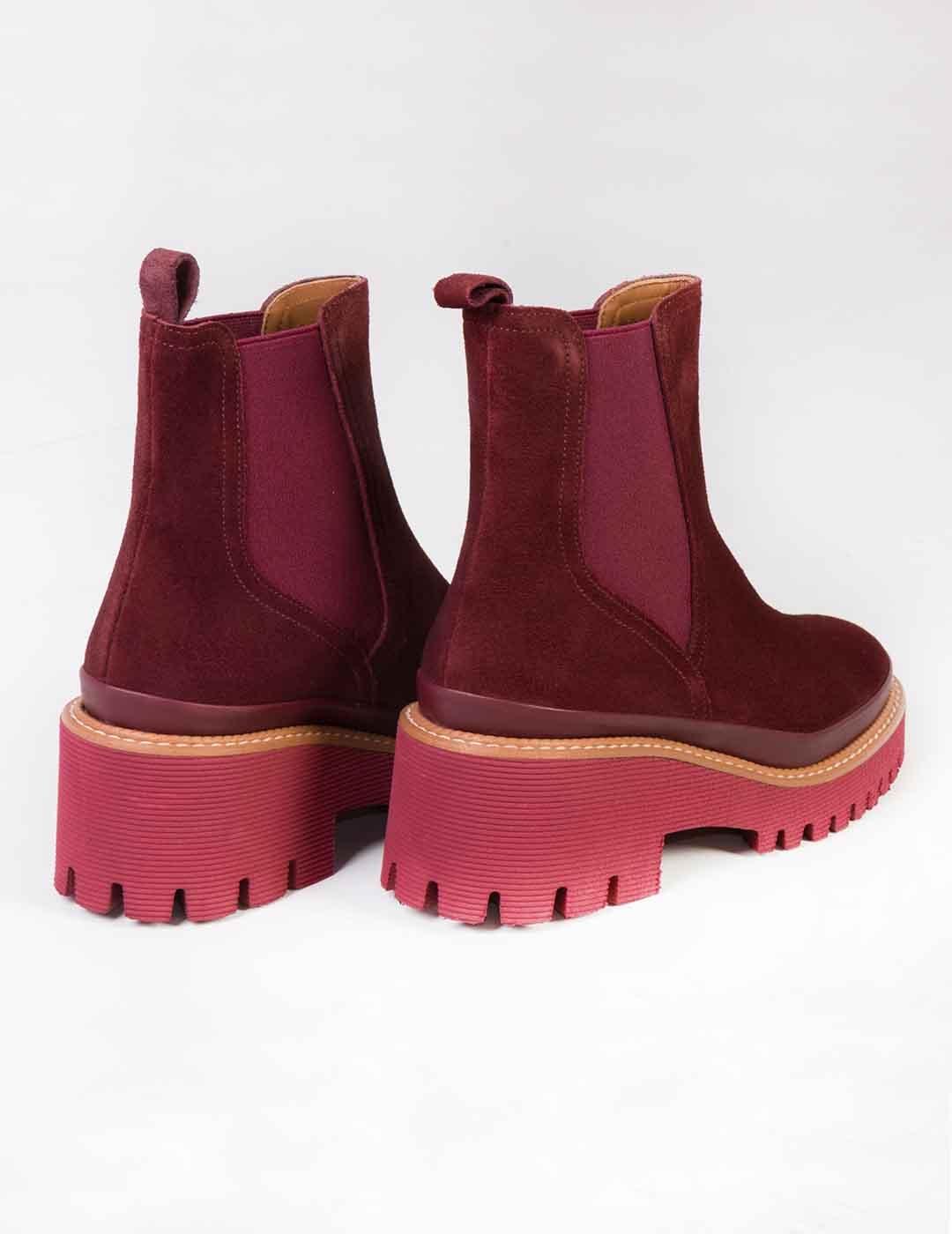 Botín mujer Pons Quintana Velour burdeos