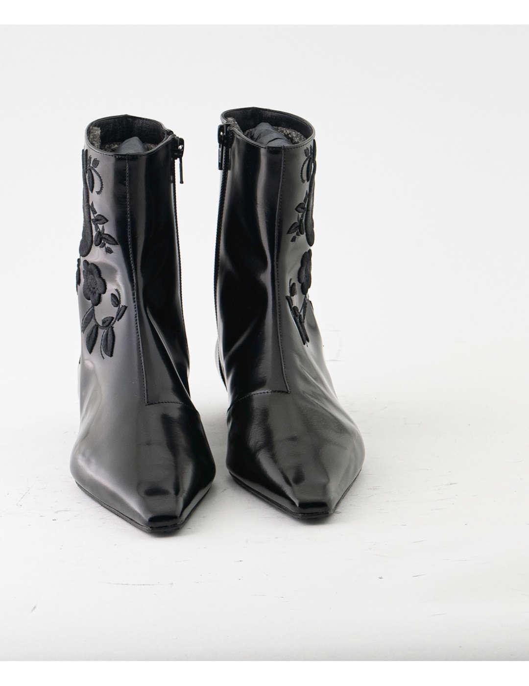 Botín mujer Ras Boston Bordado negro