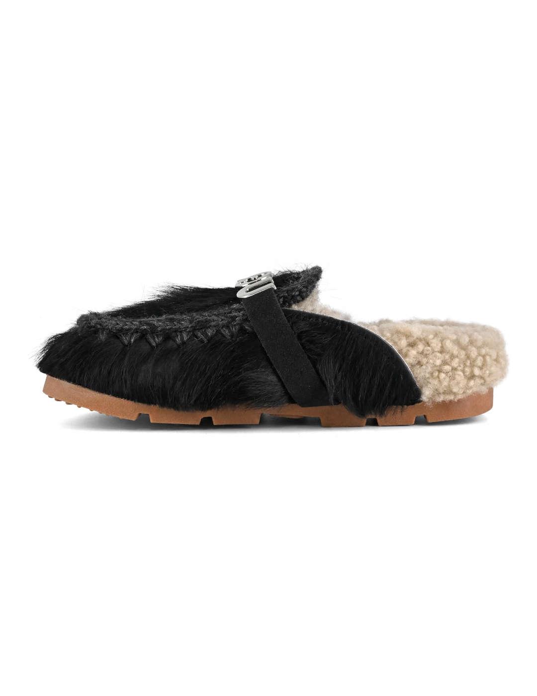 Zueco mujer Mou Winter Bio Pony negro