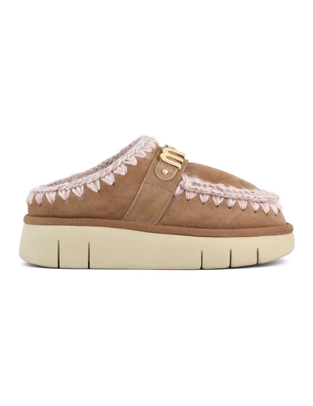 Zueco mujer Mou Bouce Clog metal logo camel