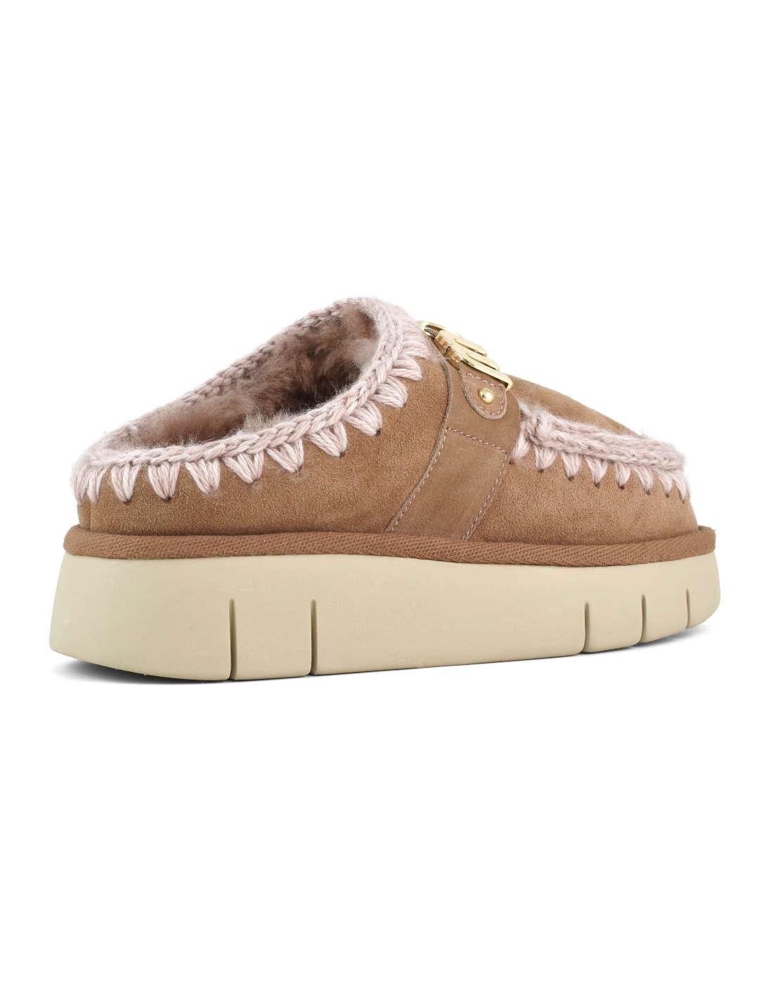 Zueco mujer Mou Bouce Clog metal logo camel