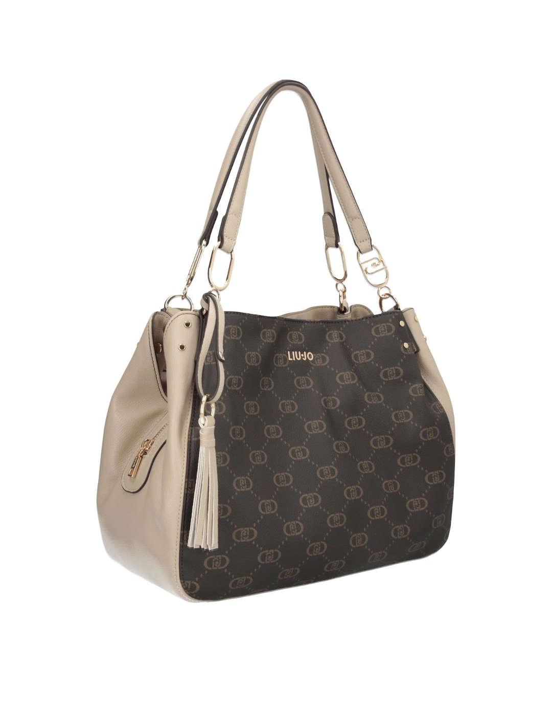 Bolso de hombro mujer Liu-Jo Satchel Logo marrón