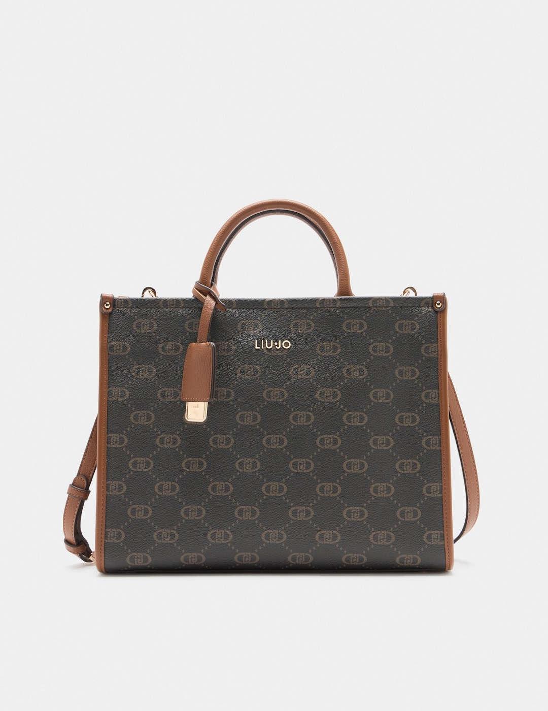 Bolso mediano mujer Liu-Jo Tote logo marrón