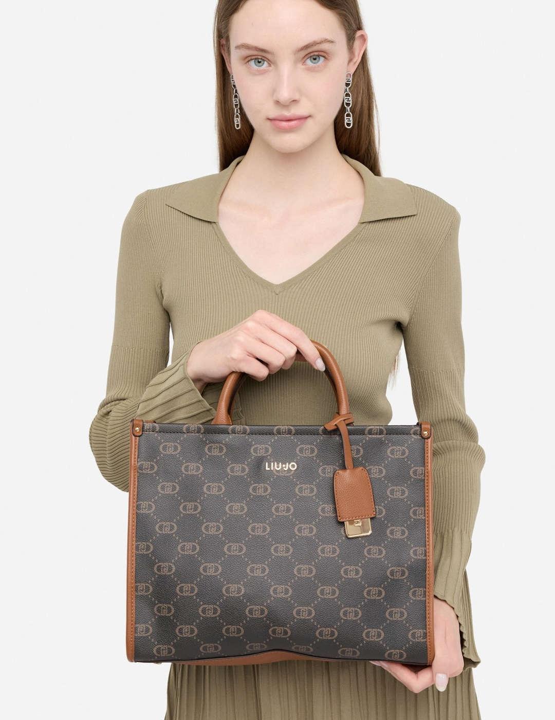 Bolso mediano mujer Liu-Jo Tote logo marrón