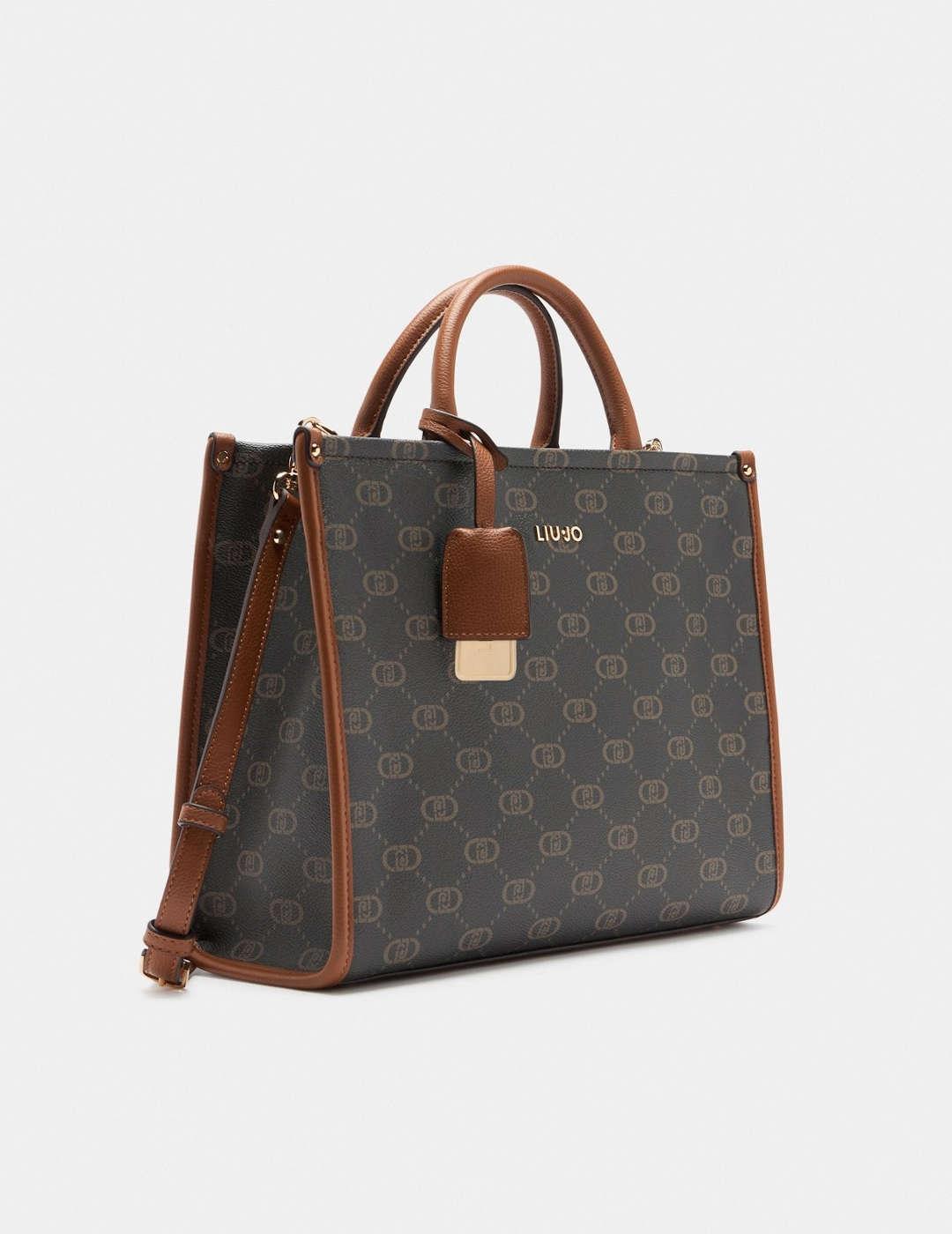 Bolso mediano mujer Liu-Jo Tote logo marrón