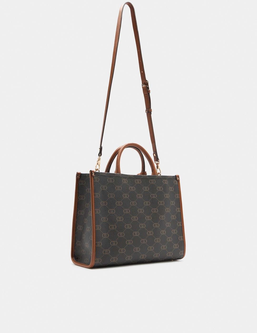 Bolso mediano mujer Liu-Jo Tote logo marrón