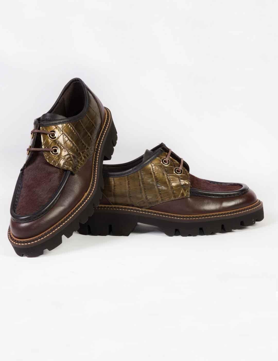 Zapato cordones mujer Pertini Pony marrón