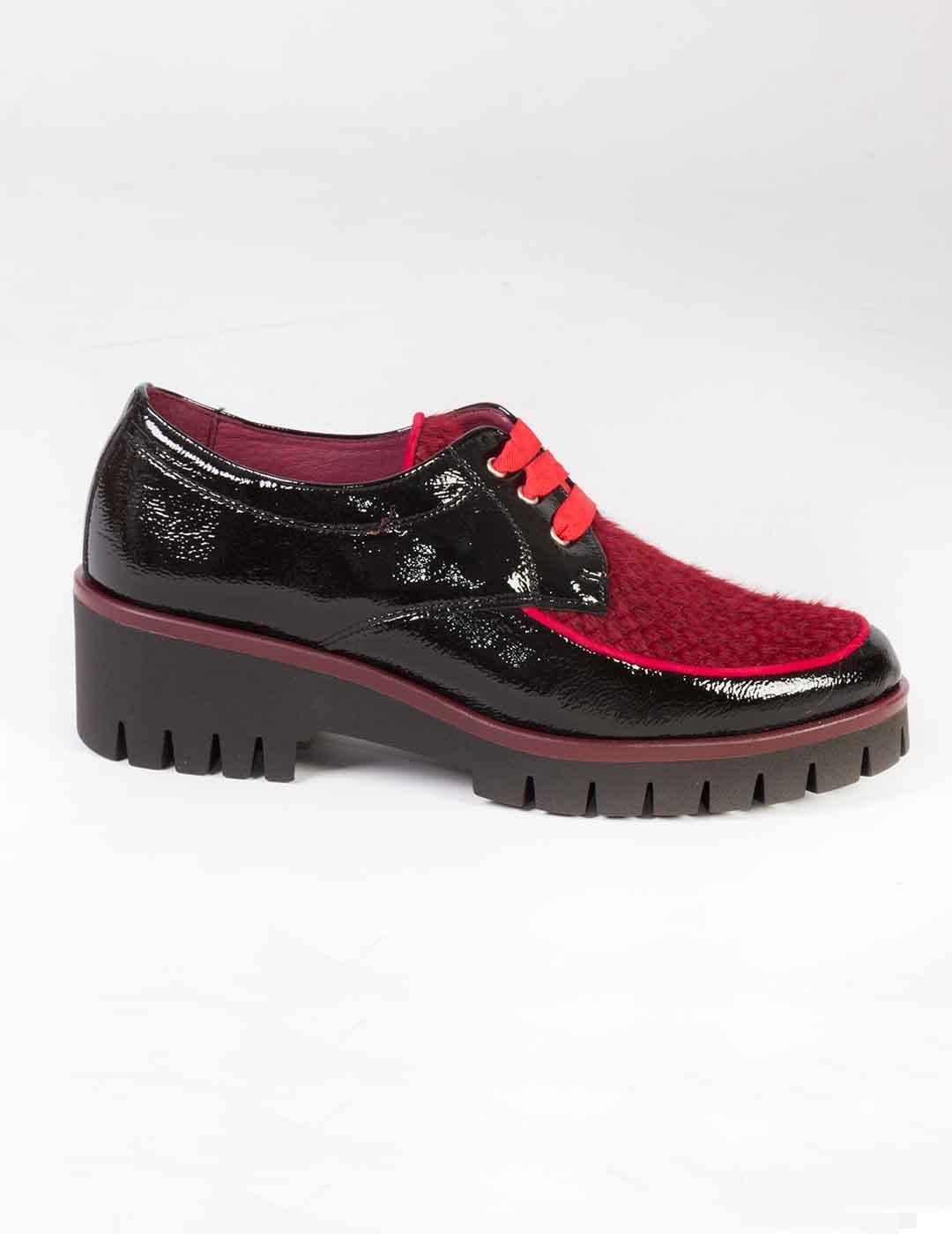 Zapato mujer Vitelo potro negro/rojo