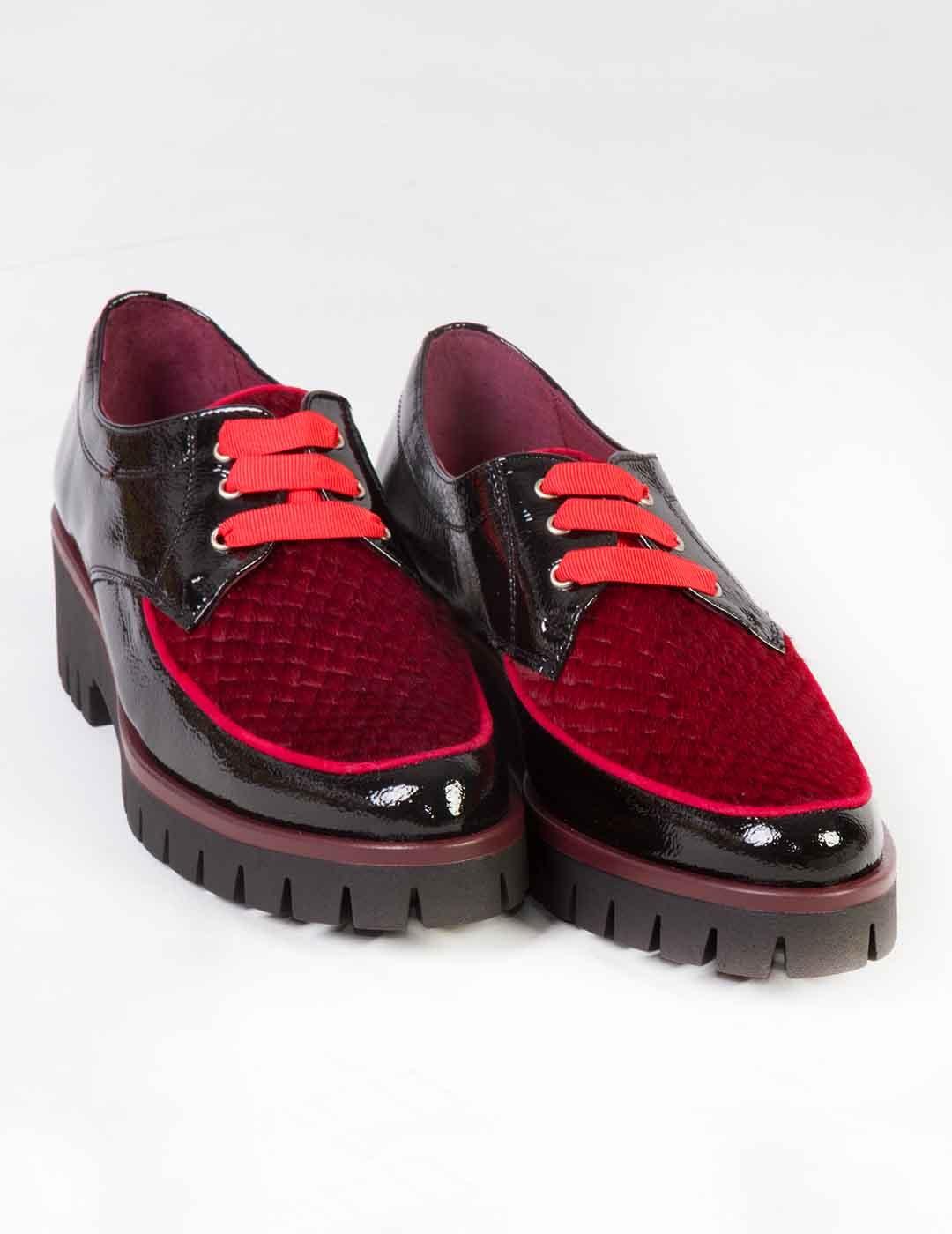 Zapato mujer Vitelo potro negro/rojo