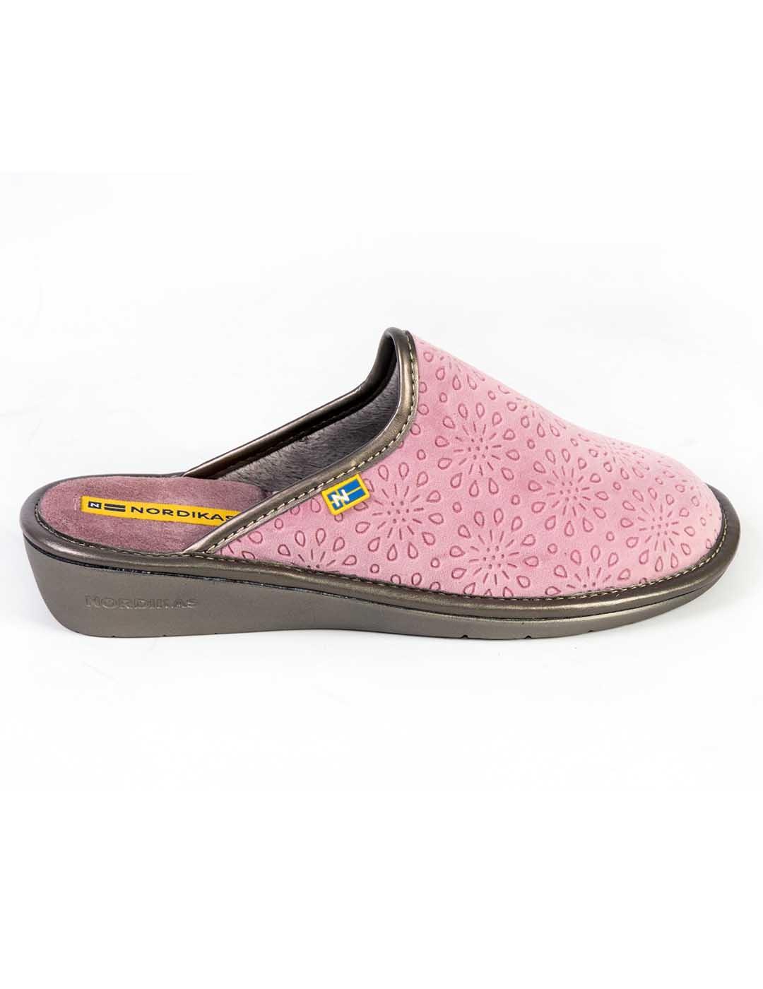 Zapatilla de casa mujer Nordikas terciopelo malva