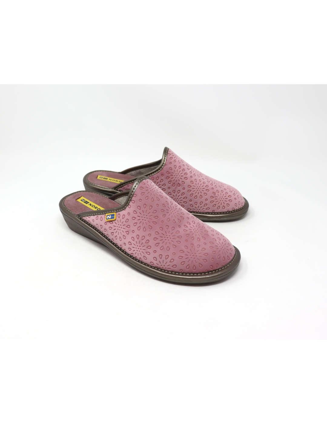 Zapatilla de casa mujer Nordikas terciopelo malva