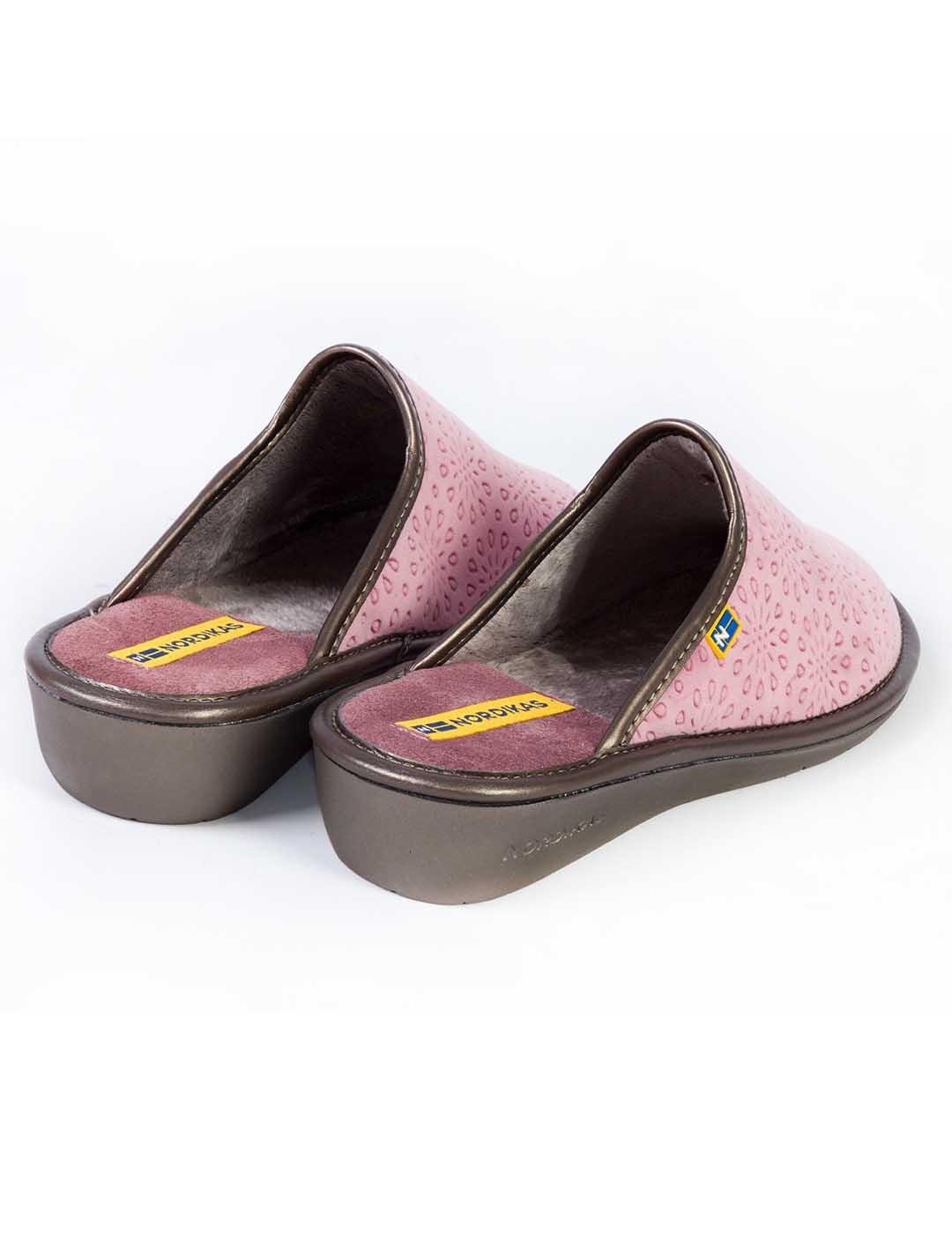 Zapatilla de casa mujer Nordikas terciopelo malva