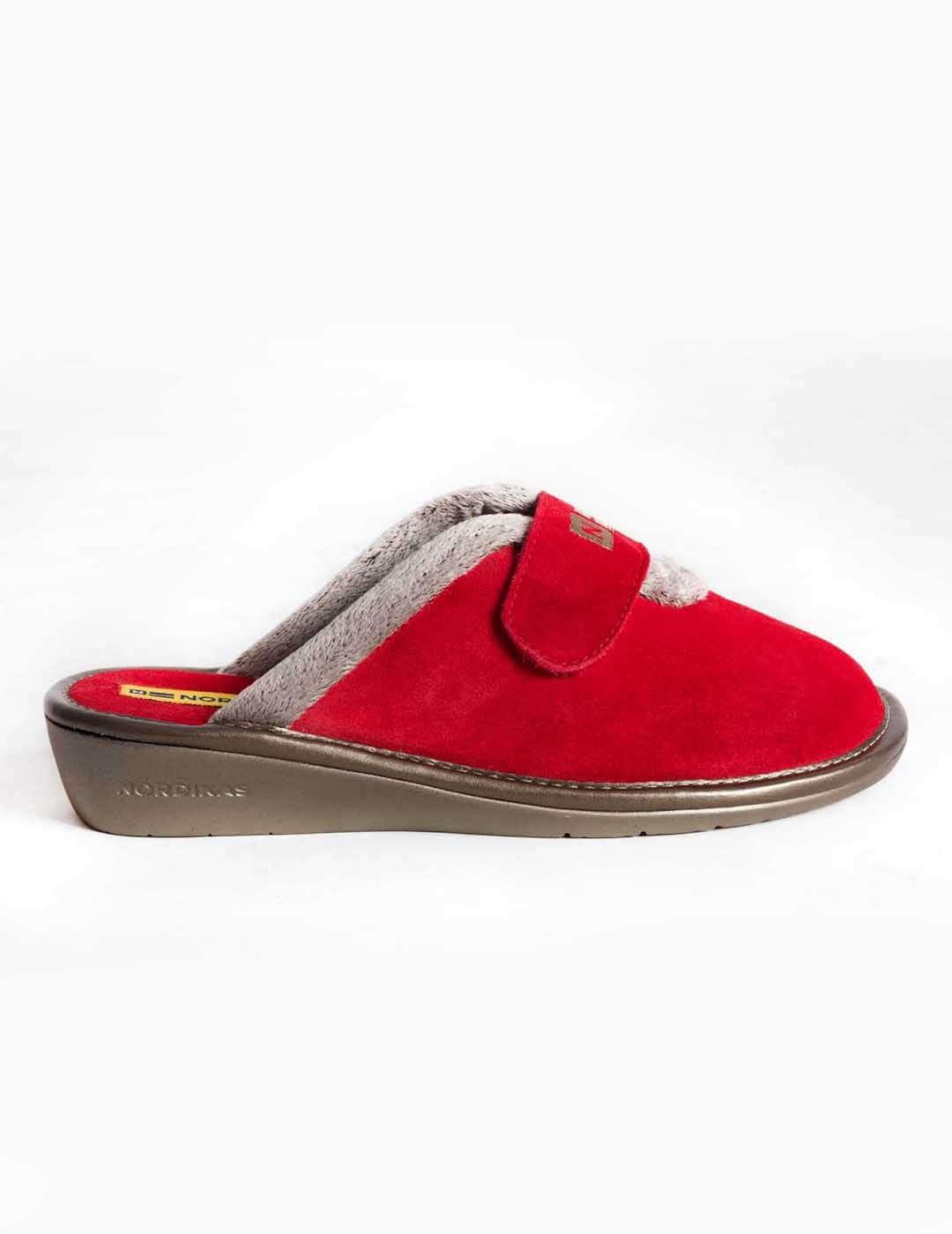 Zapatilla de casa mujer Nordikas afelpado cereza