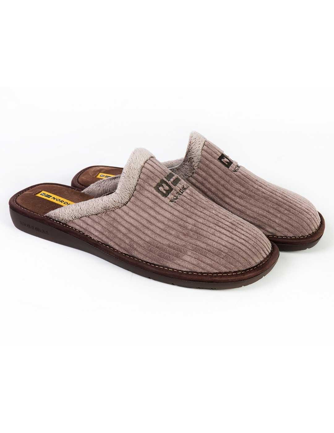 Zapatilla de casa hombre Nordikas scotland taupe
